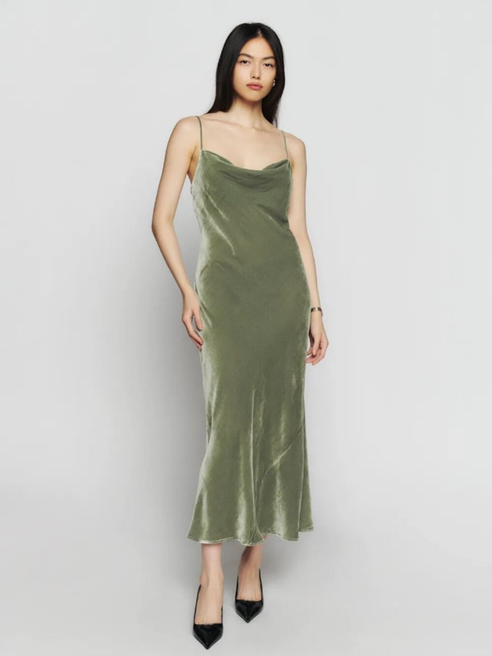 Reformation Salamanca Dress - Artichoke Velvet